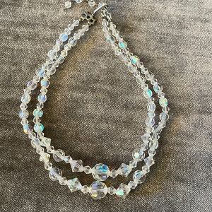 Vintage 1950’s Double Strand Aurora Borealis Necklace